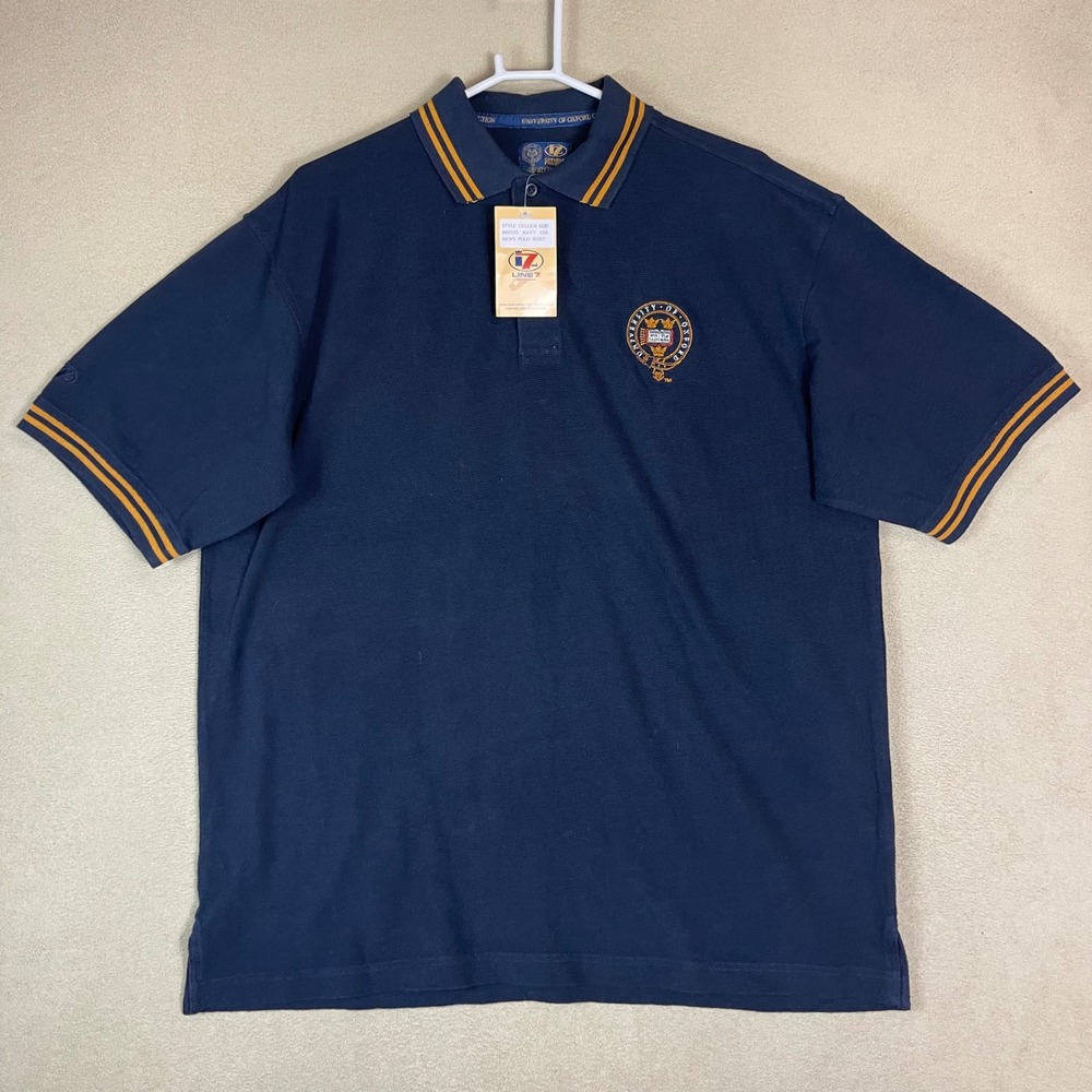 University‎ of Oxford Line 7 XXL Navy Blue Polo Shirt Embroidered Menswear
